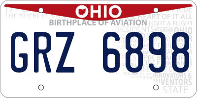 OH license plate GRZ6898