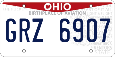 OH license plate GRZ6907
