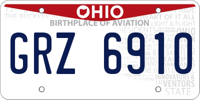 OH license plate GRZ6910
