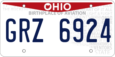 OH license plate GRZ6924