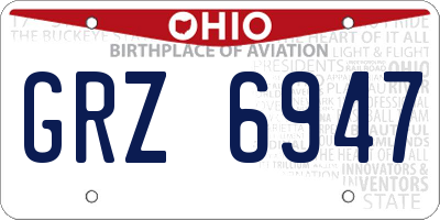 OH license plate GRZ6947