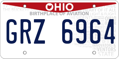 OH license plate GRZ6964