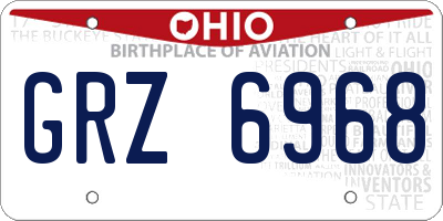 OH license plate GRZ6968
