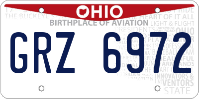 OH license plate GRZ6972