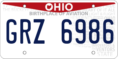 OH license plate GRZ6986