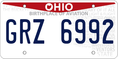 OH license plate GRZ6992
