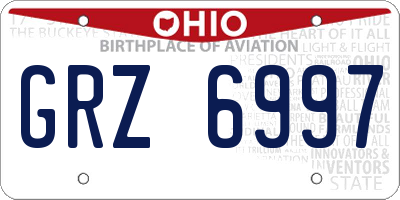 OH license plate GRZ6997