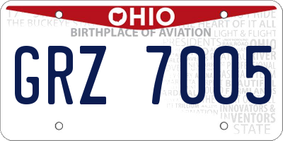 OH license plate GRZ7005