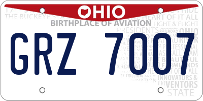 OH license plate GRZ7007