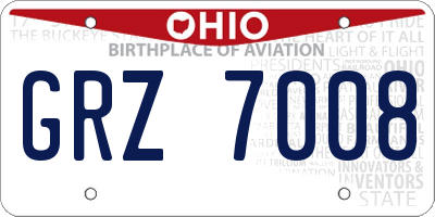 OH license plate GRZ7008