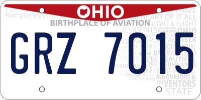 OH license plate GRZ7015