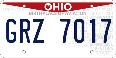 OH license plate GRZ7017