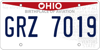 OH license plate GRZ7019