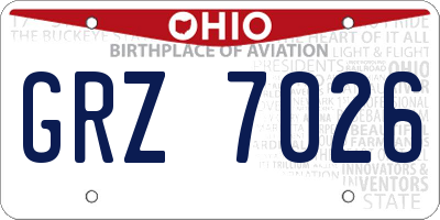 OH license plate GRZ7026
