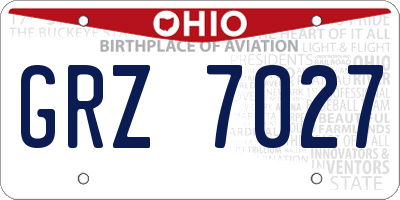 OH license plate GRZ7027