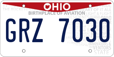 OH license plate GRZ7030