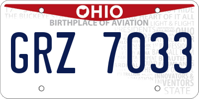 OH license plate GRZ7033