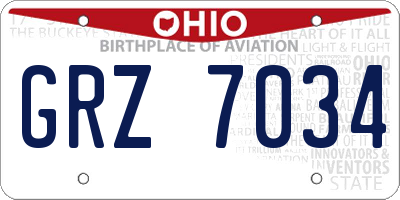 OH license plate GRZ7034
