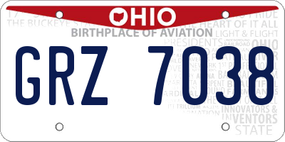 OH license plate GRZ7038