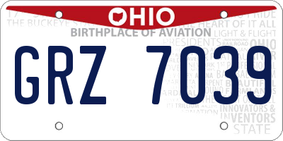 OH license plate GRZ7039
