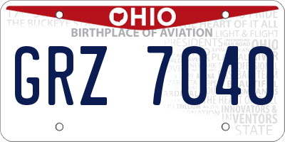 OH license plate GRZ7040