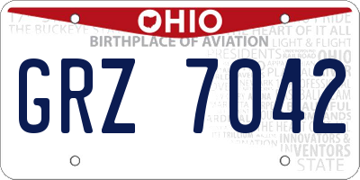 OH license plate GRZ7042