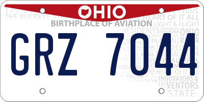 OH license plate GRZ7044