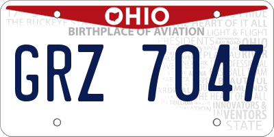 OH license plate GRZ7047