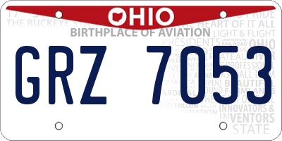 OH license plate GRZ7053