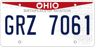 OH license plate GRZ7061