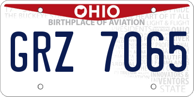 OH license plate GRZ7065