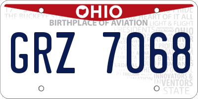OH license plate GRZ7068