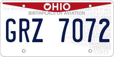 OH license plate GRZ7072