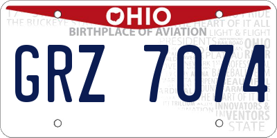 OH license plate GRZ7074