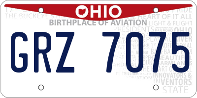 OH license plate GRZ7075