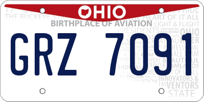 OH license plate GRZ7091
