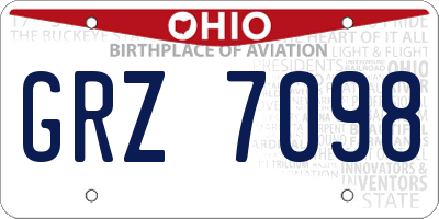 OH license plate GRZ7098