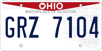 OH license plate GRZ7104