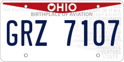 OH license plate GRZ7107