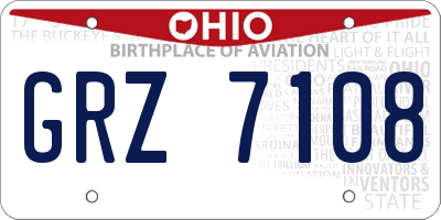 OH license plate GRZ7108