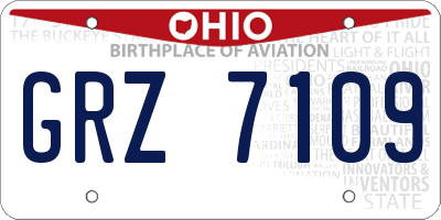 OH license plate GRZ7109