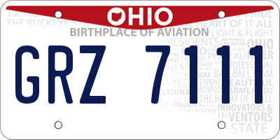 OH license plate GRZ7111