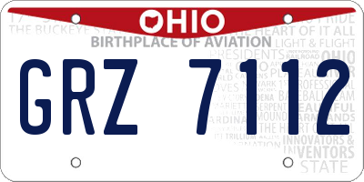 OH license plate GRZ7112