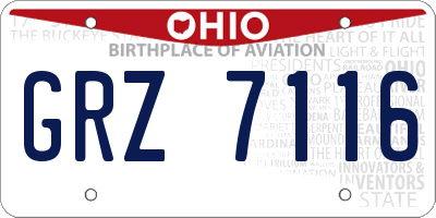 OH license plate GRZ7116