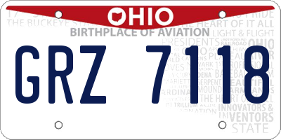 OH license plate GRZ7118