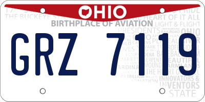 OH license plate GRZ7119