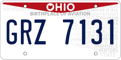 OH license plate GRZ7131
