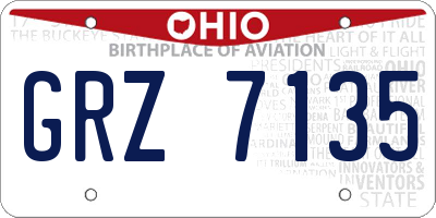 OH license plate GRZ7135