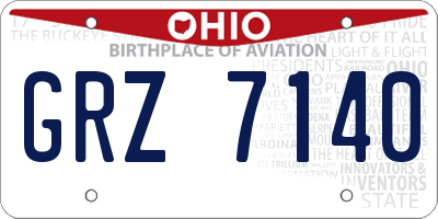 OH license plate GRZ7140
