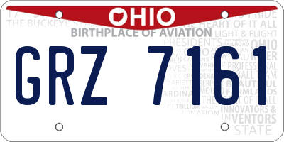 OH license plate GRZ7161